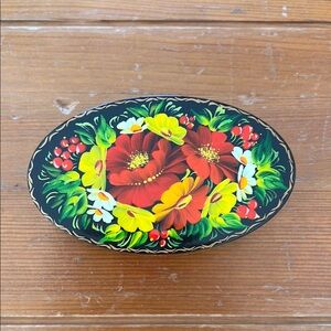 Floral Hand-Painted Oval Box